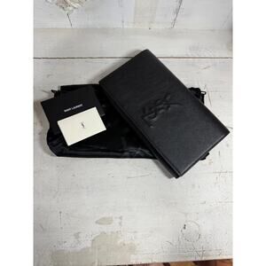 NWT Saint Laurent Leather Monogram Belle de Jour Clutch Black Large YSL Envelope